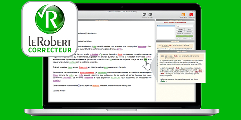 Le Robert Correcteur : correction et aide à la rédaction