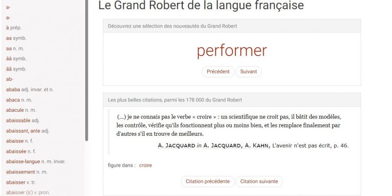 Accueil du dictionnaire