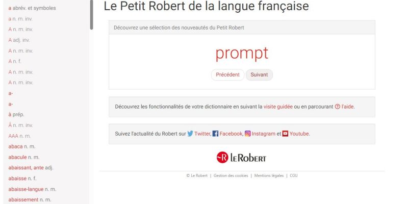 Accueil du dictionnaire.