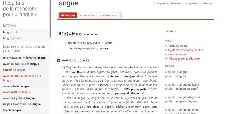 Définition du mot Langue